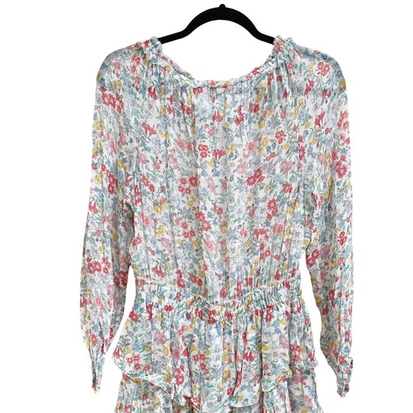 LOVESHACKFANCY Ibiza Blue Popover Dress Floral Mini Medium - Picture 7 of 10